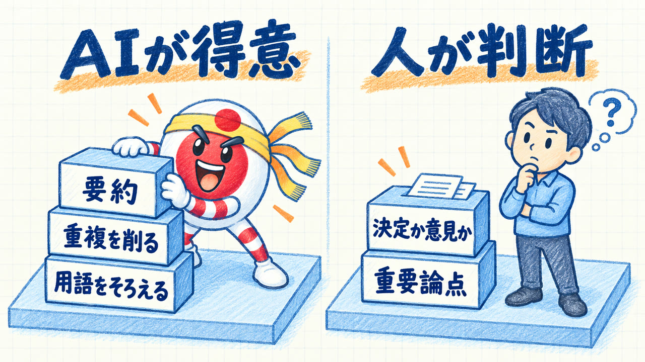 AI議事録を手直しせずに使う手順|AIに任せる所と人が見る3点【コンサル向け】