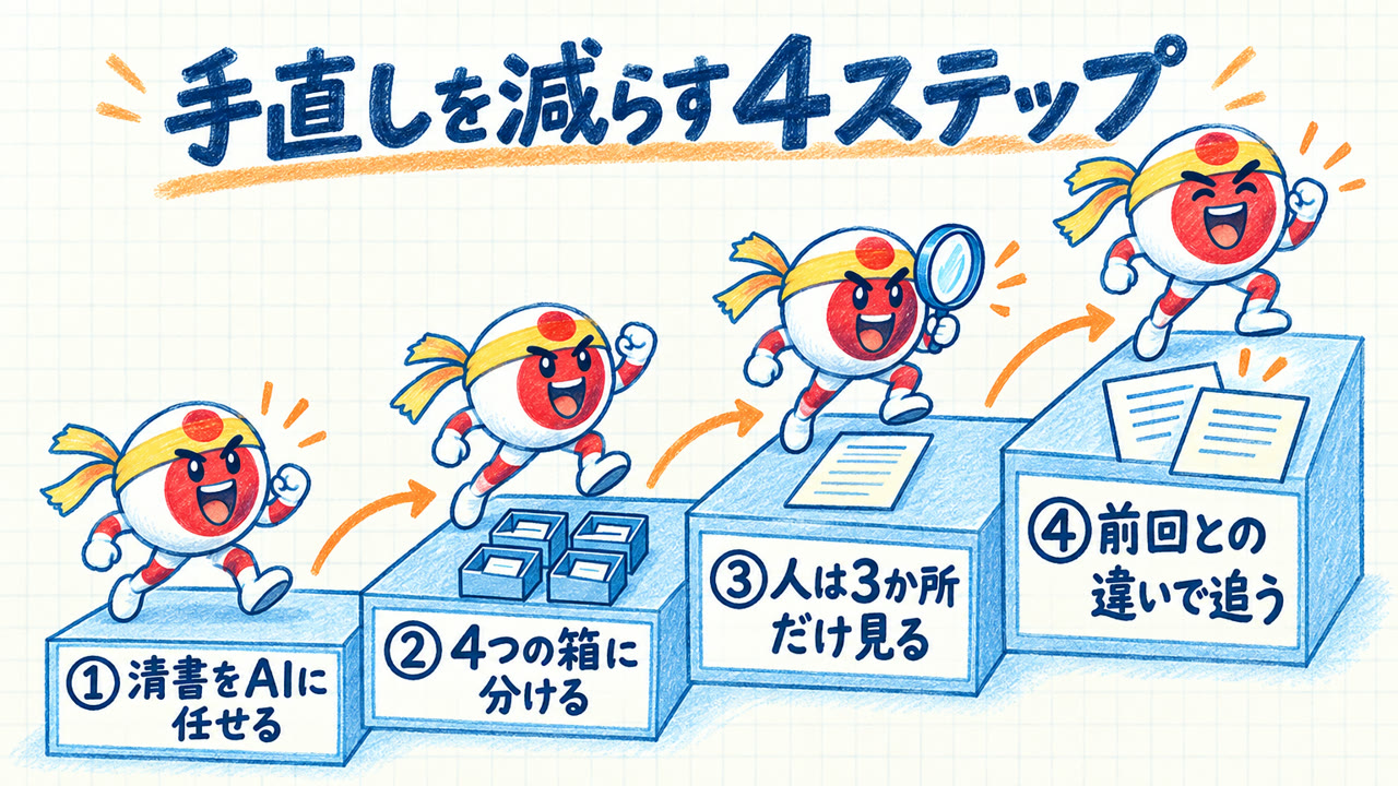 AI議事録を手直しせずに使う手順|AIに任せる所と人が見る3点【コンサル向け】